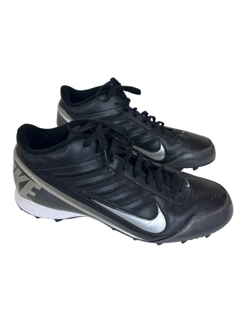 Nike Land Shark Football Cleats Sz 13 Black Silver Athletic Sports Shoes Sporty